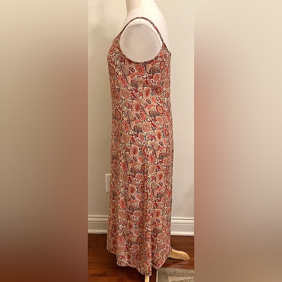 Old Navy Tan Red Paisley Floral Print Sweetheart Neck Sleeveless Maxi Dress SZ 8 - Picture 6 of 12